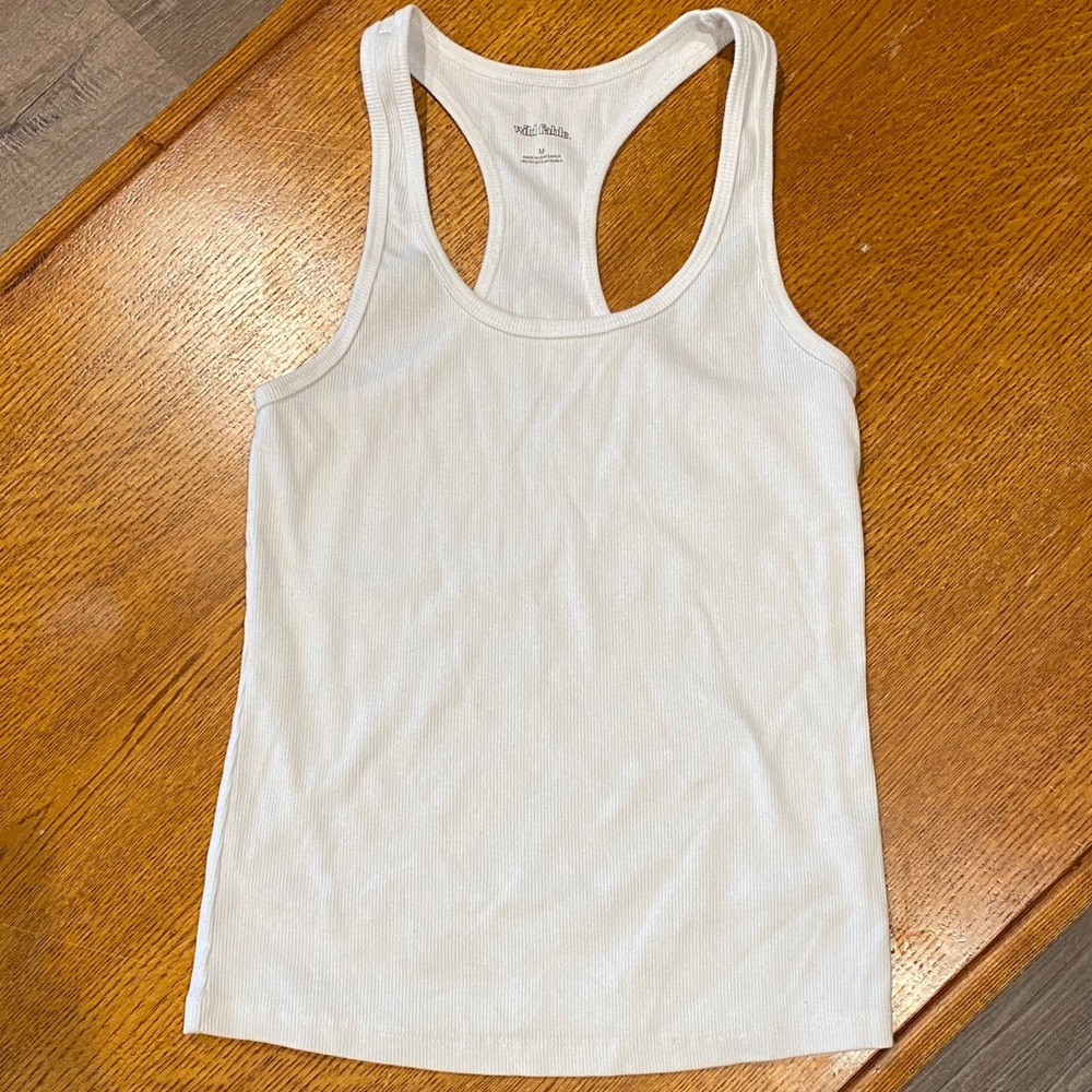 Wild Fable White Fitted Sleeveless Tank Top